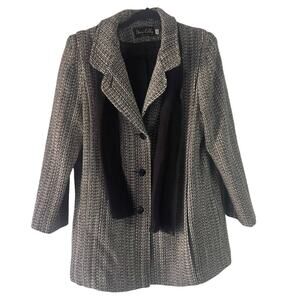 Dani Colby Vintage 90s Plus Size 18W Tweed Button Up‎ Trench Coat